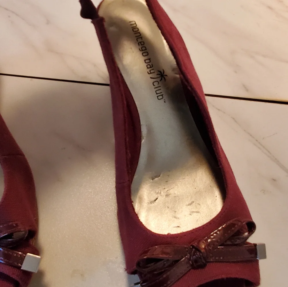 Wine Slingback Heel By Montego Bay S 5 1/2